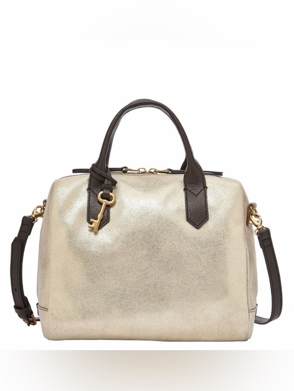 Fossil Gold Metallic Leather-Trim Bag - Picture 10 of 11